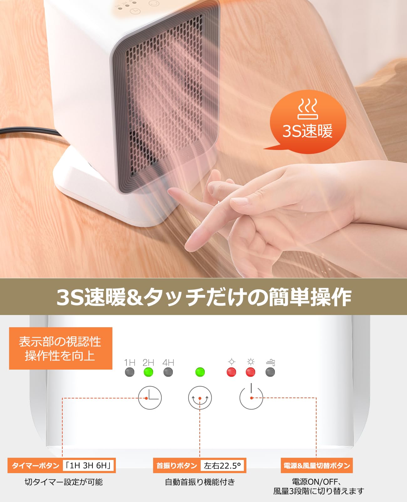 Amazon | unifun セラミックヒーター ファンヒーター 電気 小型 3秒速
